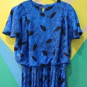 Vintage Alexis Fashions Blue Geometric Dress